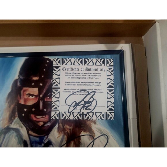 WWE Mick Foley Signed Mr Socko Sock + Framed/Signed 8x10+Signed COA Mankind WWF - Picture 5 of 8
